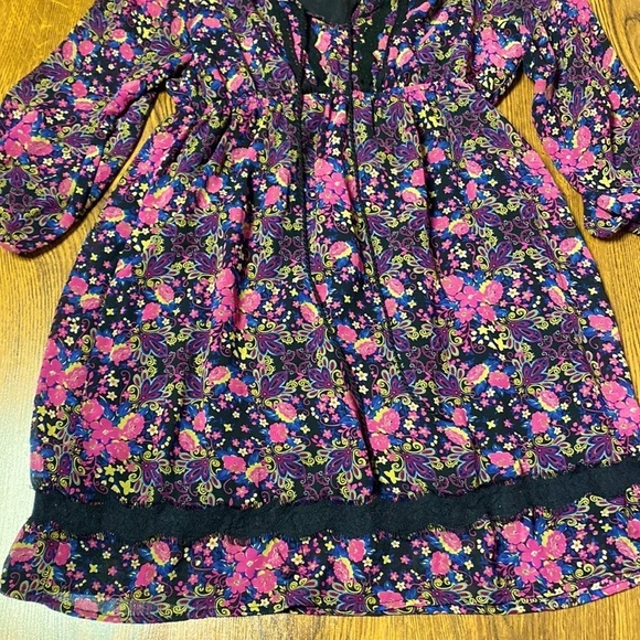 🌷 Floral Flounce Vintage Sheer Sleeve Babydoll Dress 90s Style 🌷 - Picture 5 of 11